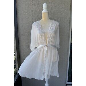 VTG CINEMA ETOILE Seductivewear XL Lace Semi Sheer Chiffon Robe Dress Nightwear